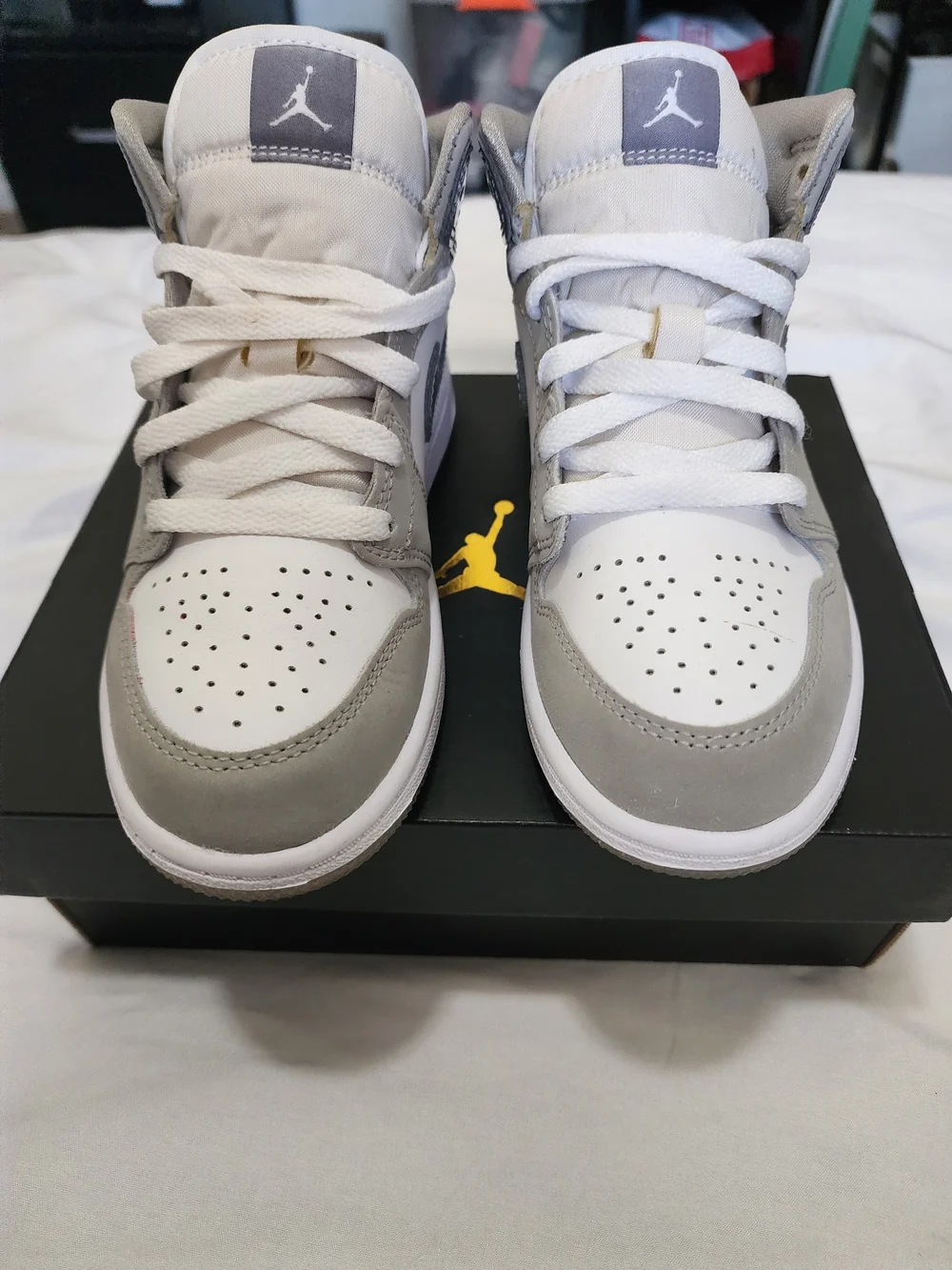 Air Jordan High Top Sneakers in White & Gray